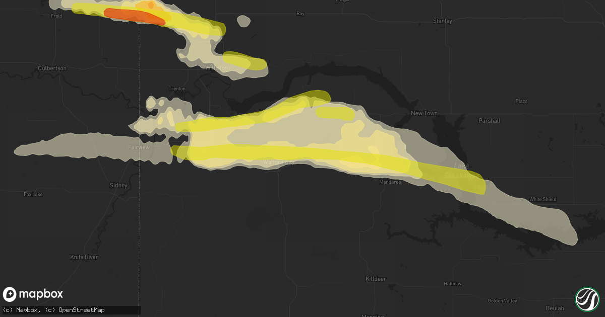 Hail map in Watford City, ND on September 2, 2019
