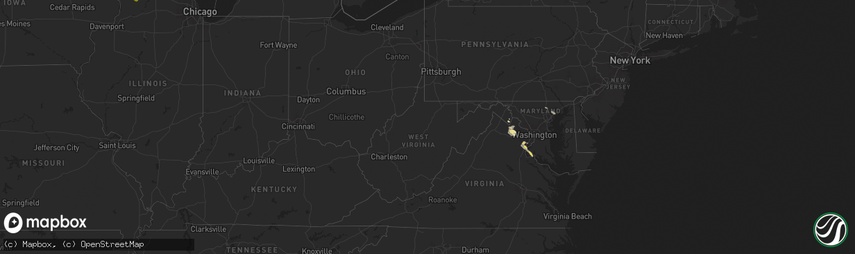 Hail map in West Virginia on September 2, 2019