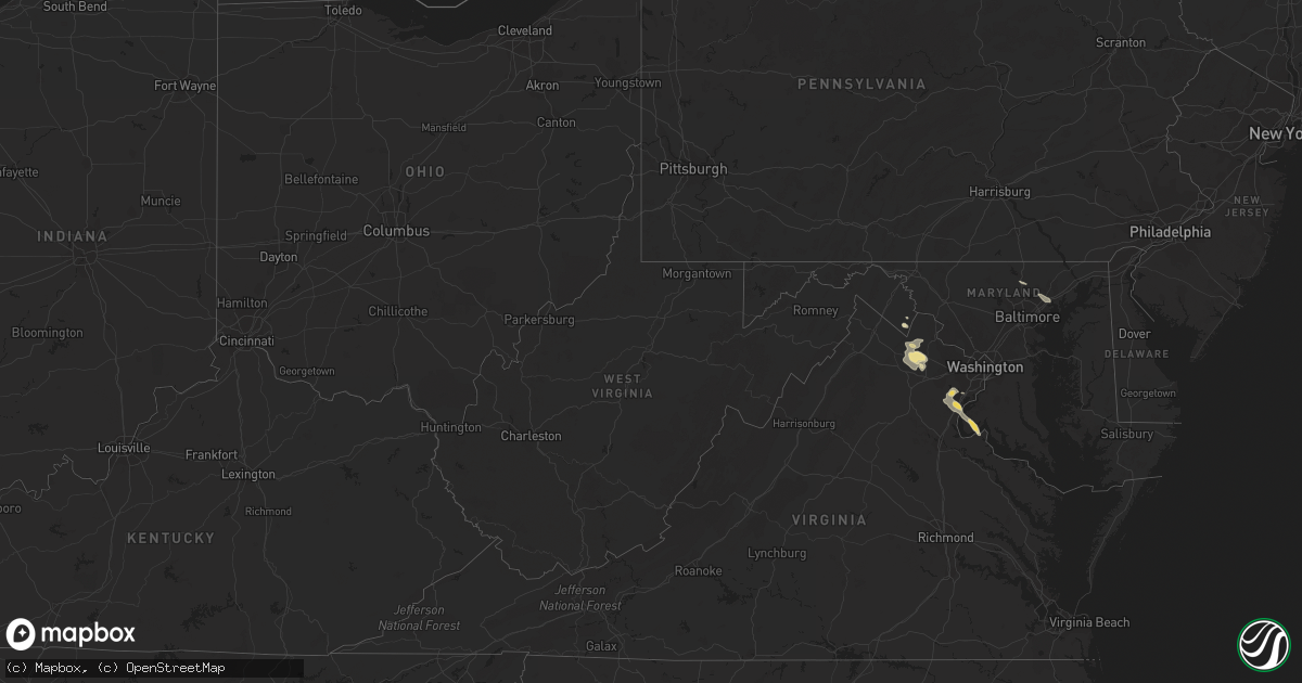 Hail map in West Virginia on September 2, 2019