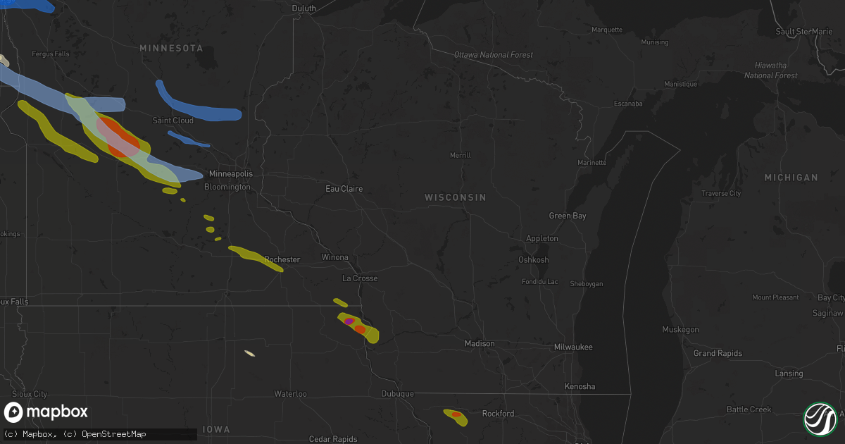 Hail map in Wisconsin on September 2, 2019