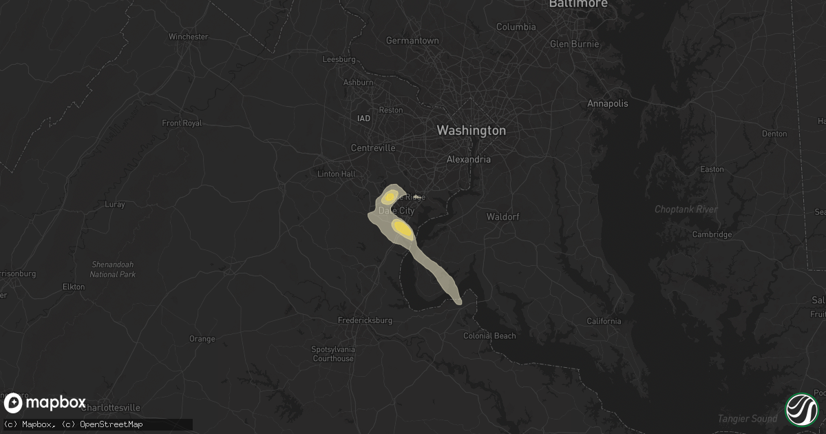 Hail map in Woodbridge, VA on September 2, 2019