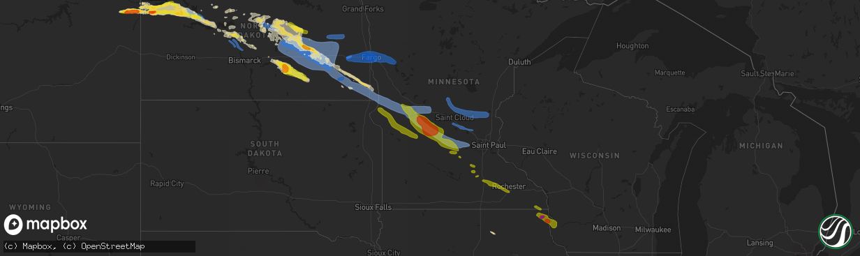 Hail map on September 2, 2019