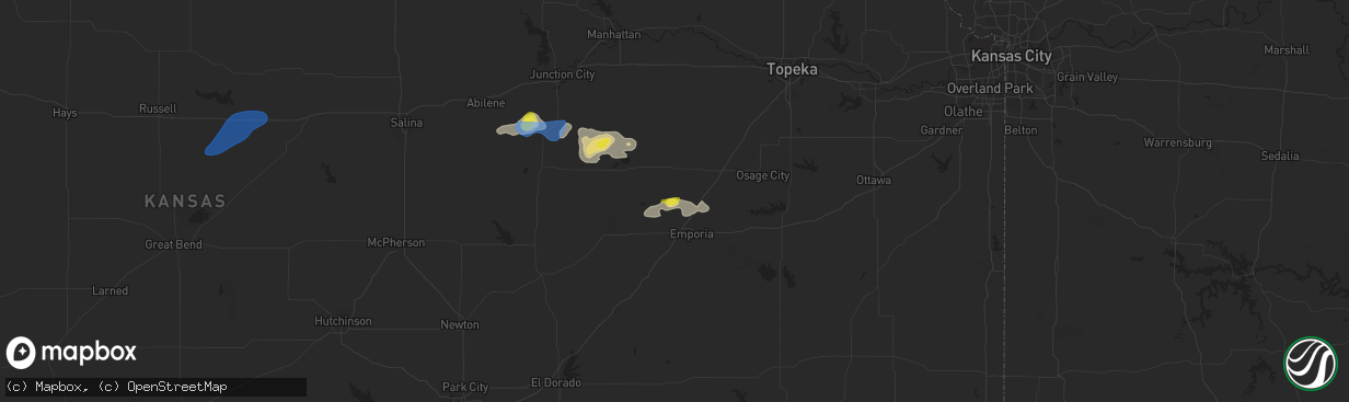 Hail map in Americus, KS on September 2, 2021