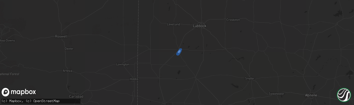 Hail map in Brownfield, TX on September 2, 2021