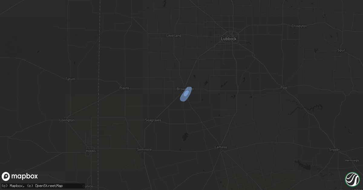 Hail map in Brownfield, TX on September 2, 2021