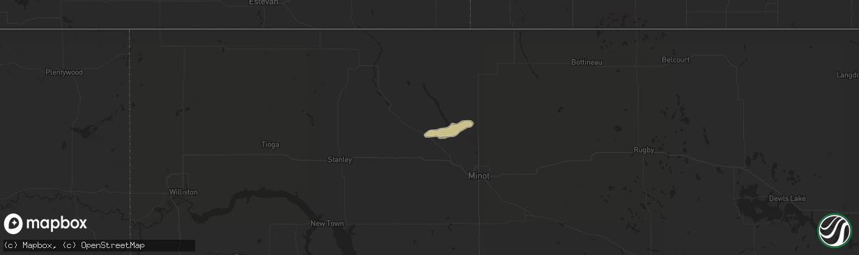 Hail map in Carpio, ND on September 2, 2021