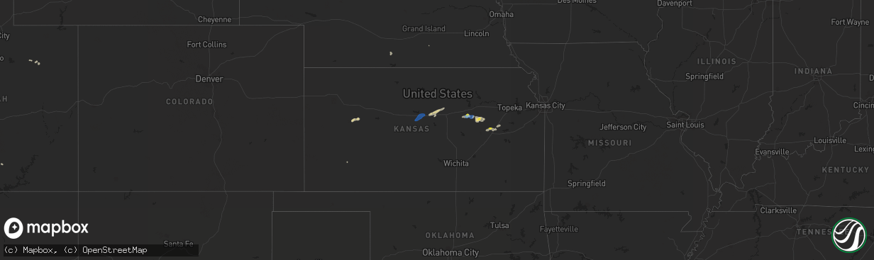 Hail map in Kansas on September 2, 2021