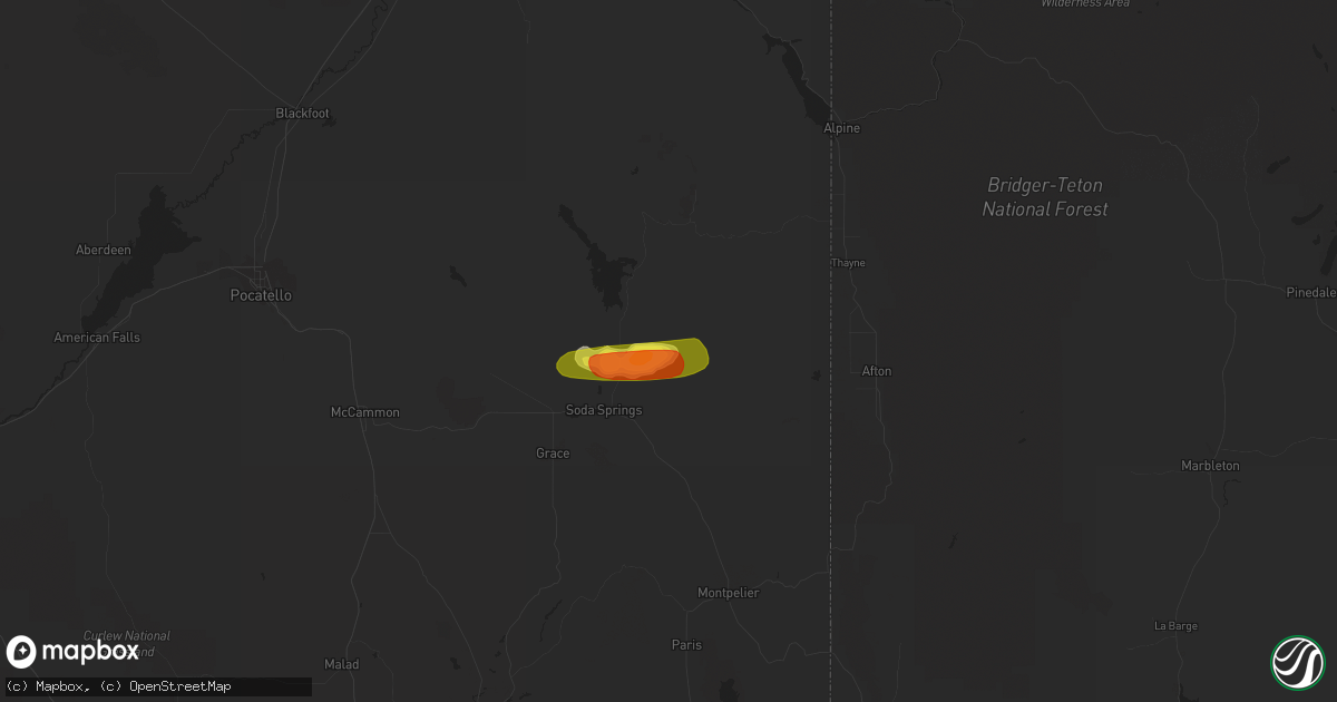 Hail map in Soda Springs, ID on September 2, 2021