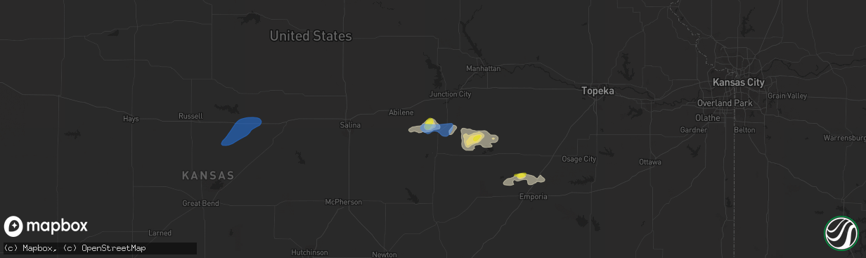 Hail map in Woodbine, KS on September 2, 2021