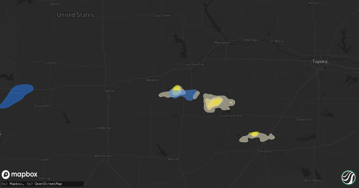 Hail map in Woodbine, KS on September 2, 2021