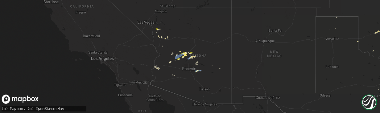 Hail map in Arizona on September 2, 2022
