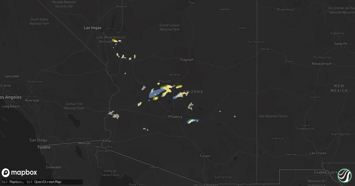 Hail map in Arizona on September 2, 2022