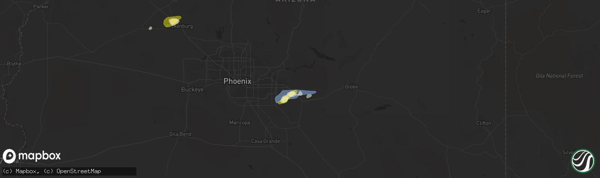 Hail map in Gold Canyon, AZ on September 2, 2022