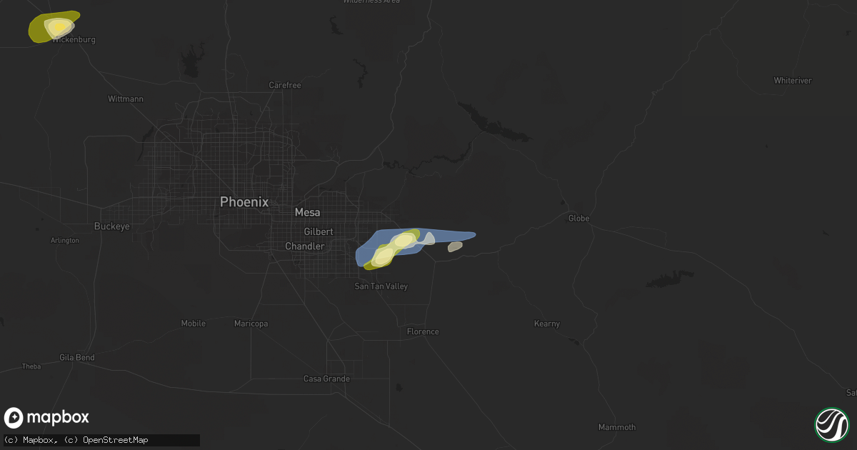 Hail map in Gold Canyon, AZ on September 2, 2022