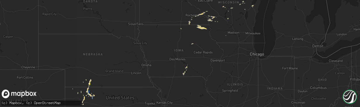 Hail map in Iowa on September 2, 2022