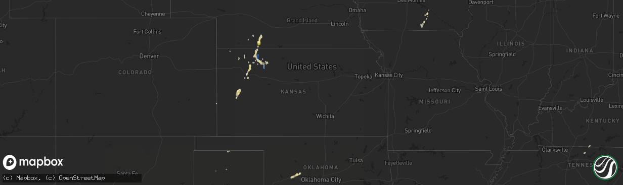 Hail map in Kansas on September 2, 2022