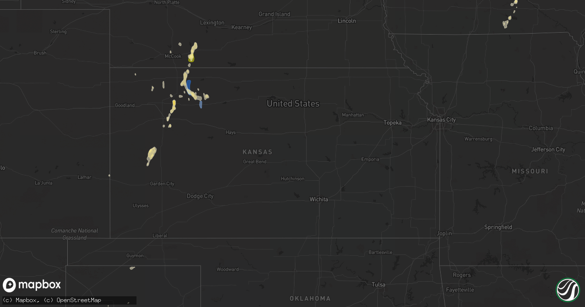 Hail map in Kansas on September 2, 2022