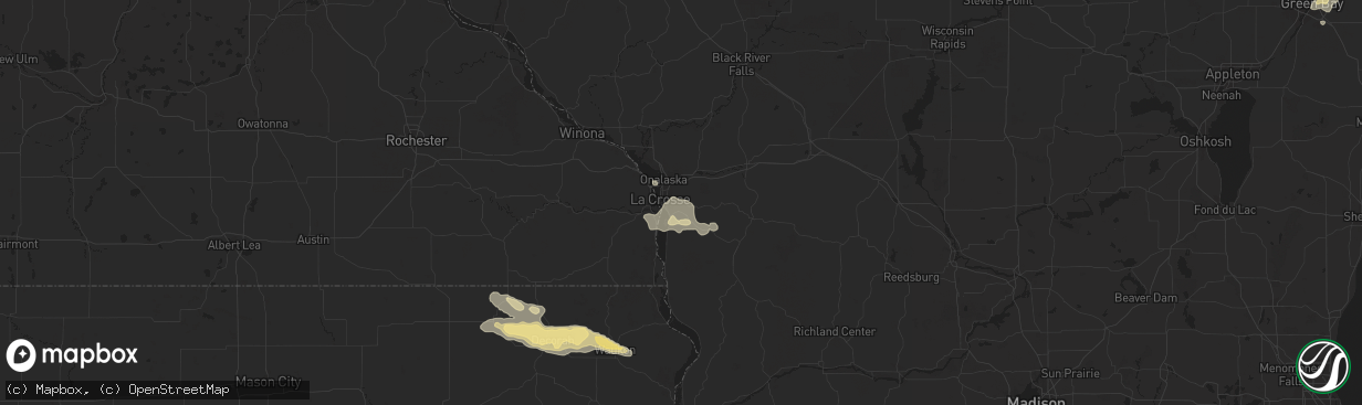 Hail map in La Crosse, WI on September 2, 2022