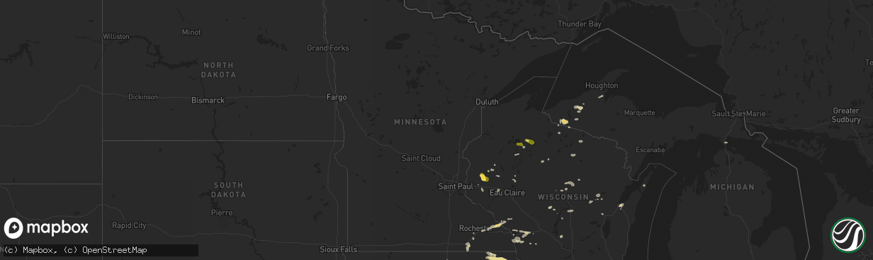 Hail map in Minnesota on September 2, 2022