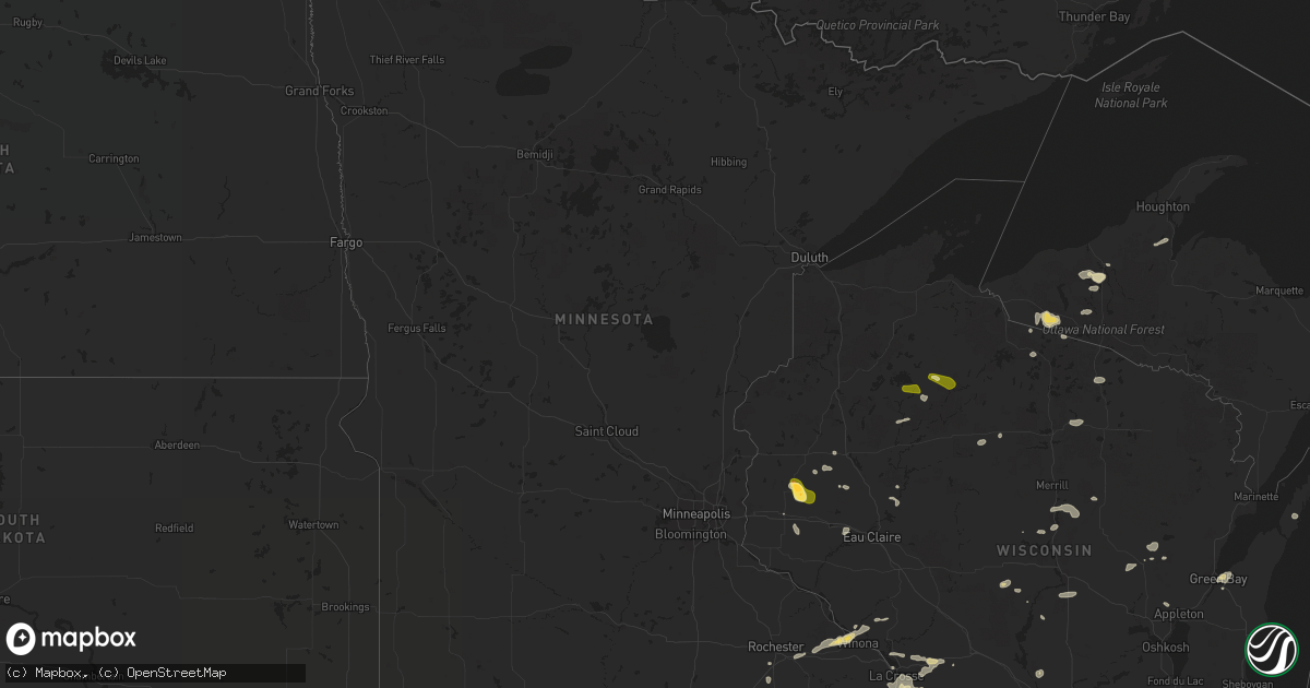 Hail map in Minnesota on September 2, 2022