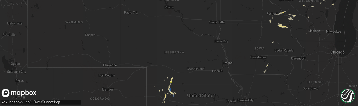 Hail map in Nebraska on September 2, 2022
