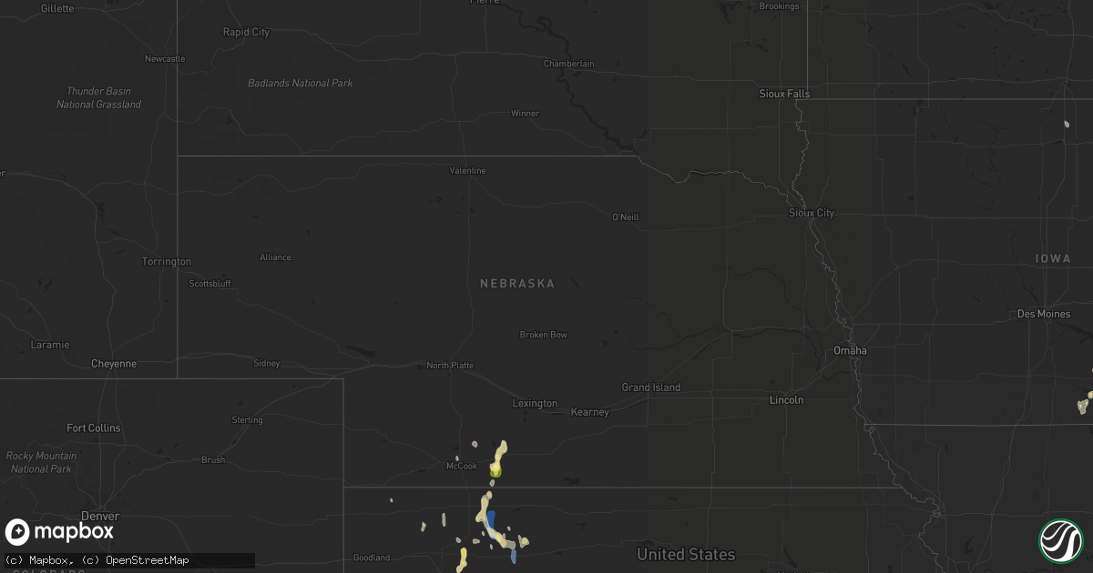Hail map in Nebraska on September 2, 2022