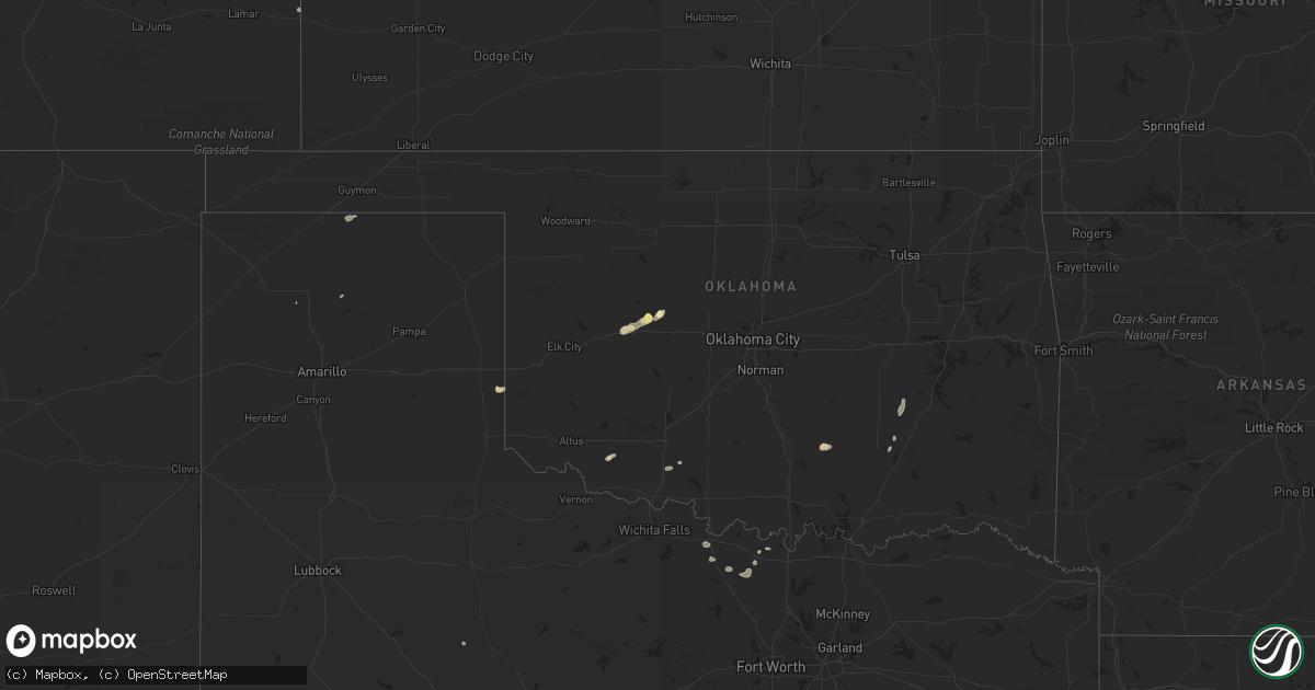Hail map in Oklahoma on September 2, 2022