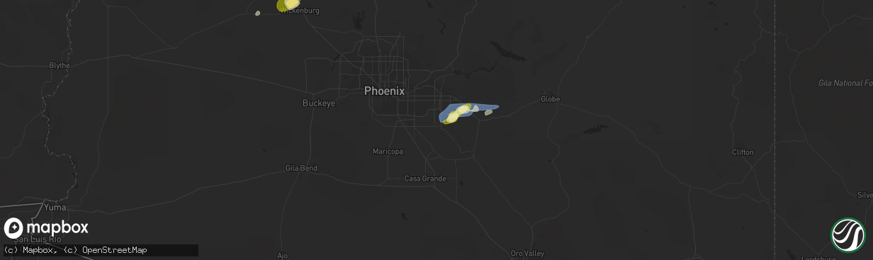Hail map in Queen Creek, AZ on September 2, 2022