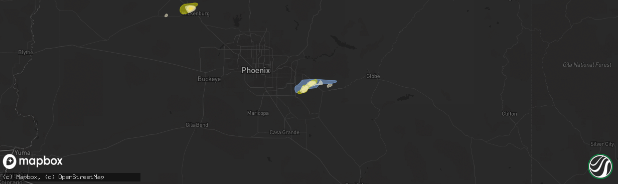 Hail map in San Tan Valley, AZ on September 2, 2022