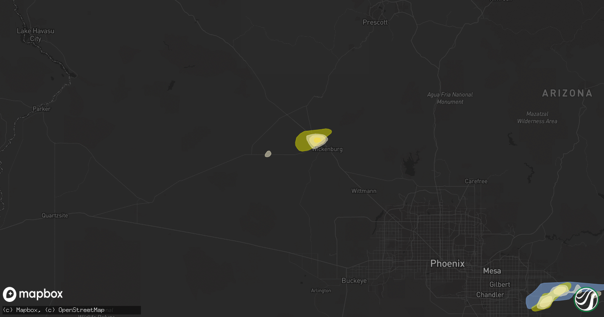 Hail map in Wickenburg, AZ on September 2, 2022