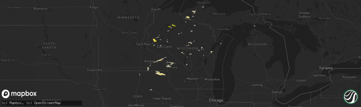 Hail map in Wisconsin on September 2, 2022