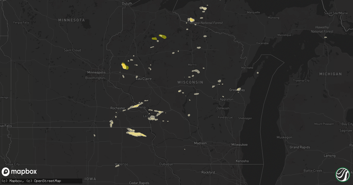 Hail map in Wisconsin on September 2, 2022