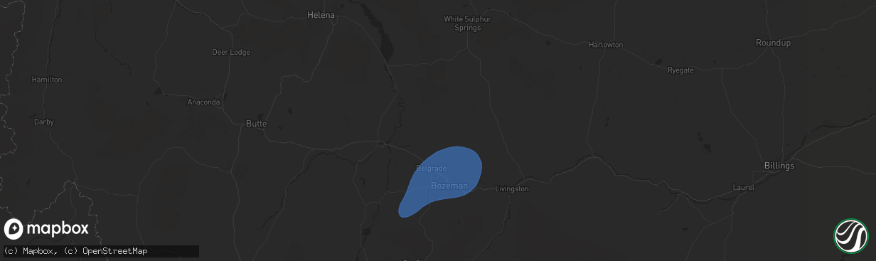 Hail map in Belgrade, MT on September 2, 2024