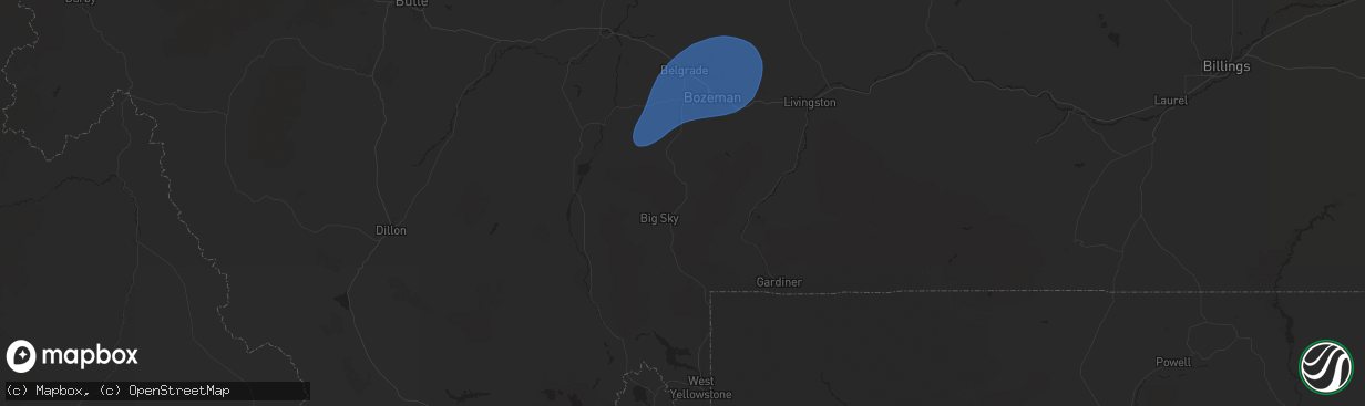 Hail map in Gallatin Gateway, MT on September 2, 2024