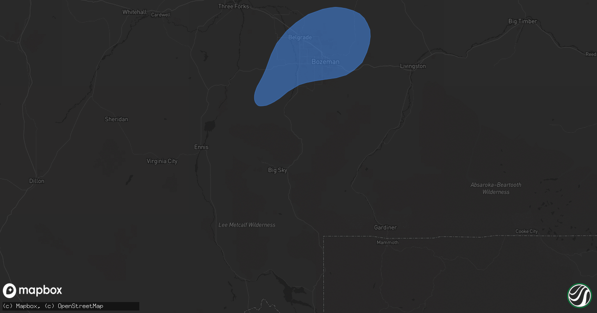 Hail map in Gallatin Gateway, MT on September 2, 2024