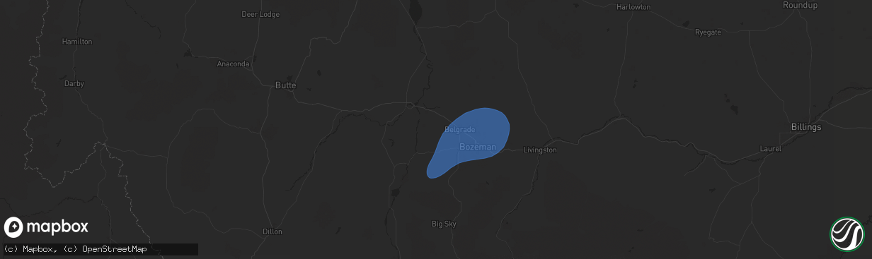 Hail map in Manhattan, MT on September 2, 2024