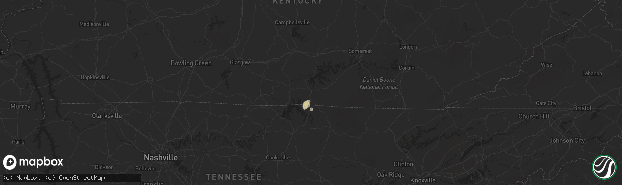 Hail map in Albany, KY on September 2, 2025