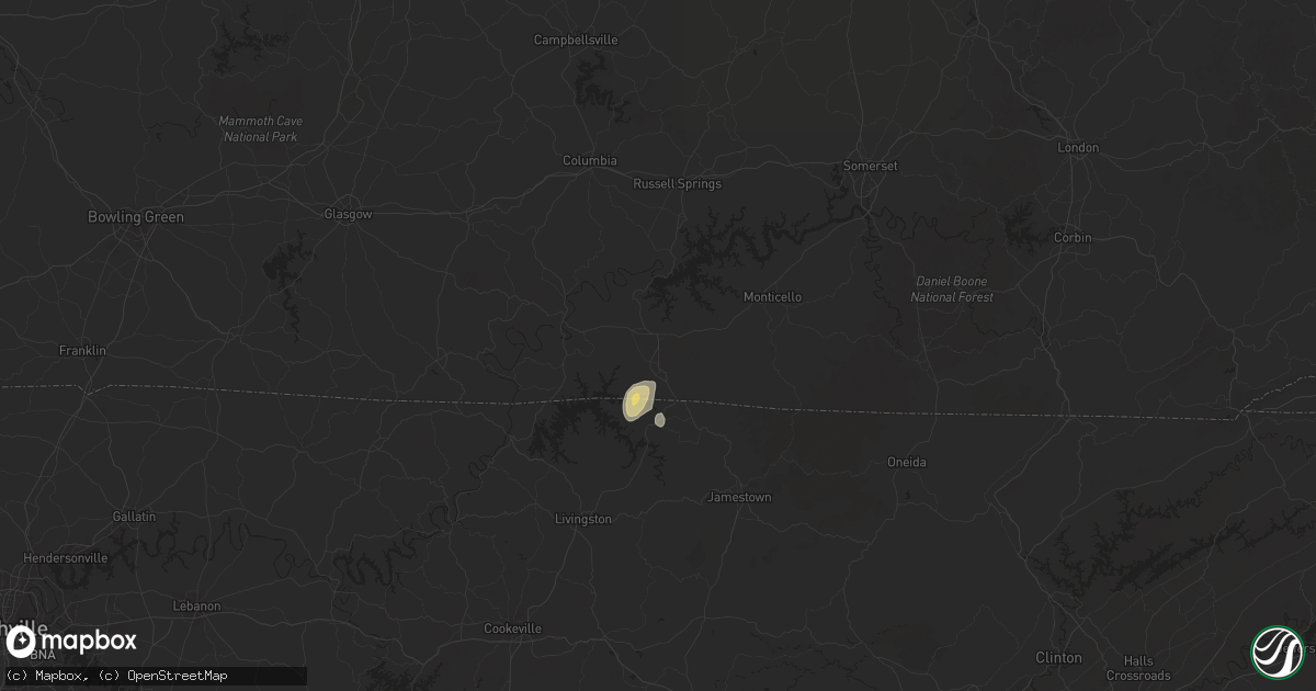 Hail map in Albany, KY on September 2, 2025