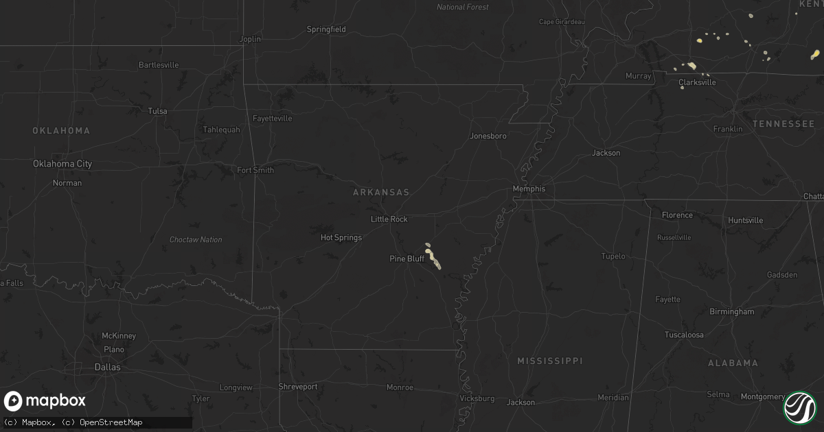 Hail map in Arkansas on September 2, 2025