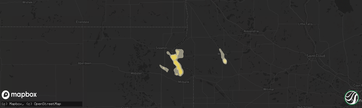 Hail map in Beardsley, MN on September 2, 2025