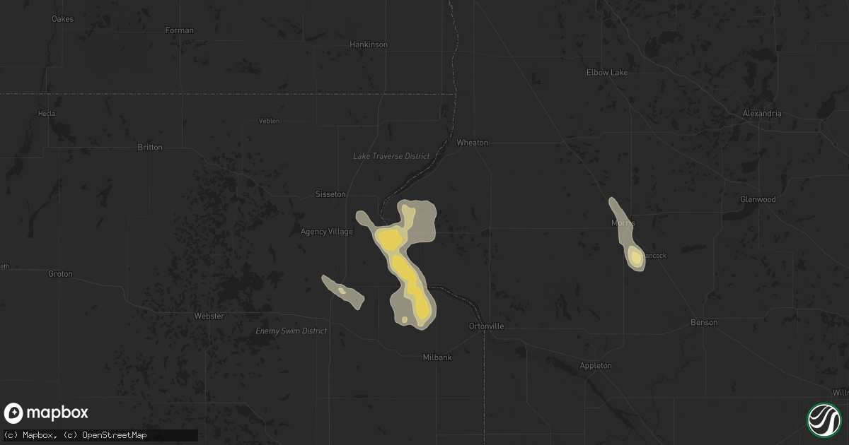 Hail map in Beardsley, MN on September 2, 2025