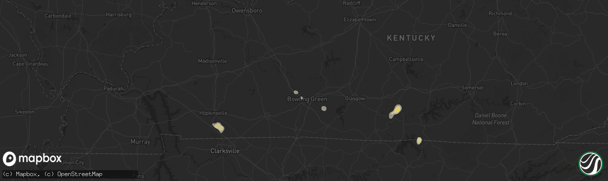 Hail map in Bowling Green, KY on September 2, 2025