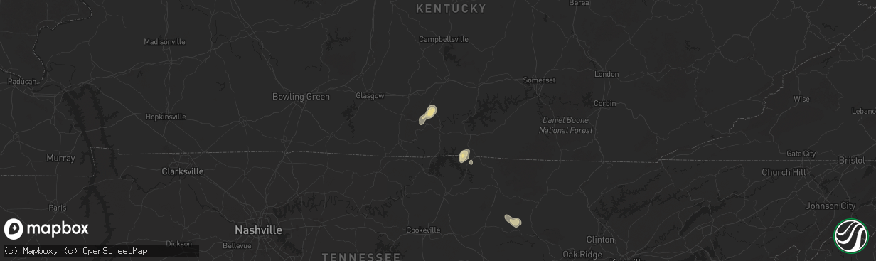 Hail map in Burkesville, KY on September 2, 2025