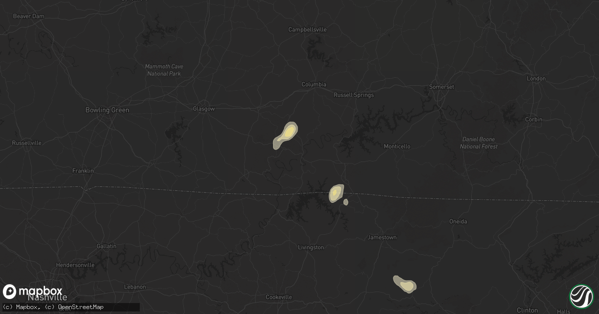 Hail map in Burkesville, KY on September 2, 2025