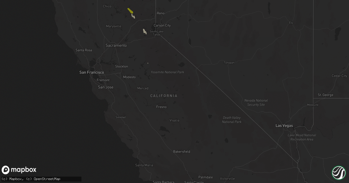 Hail map in California on September 2, 2025