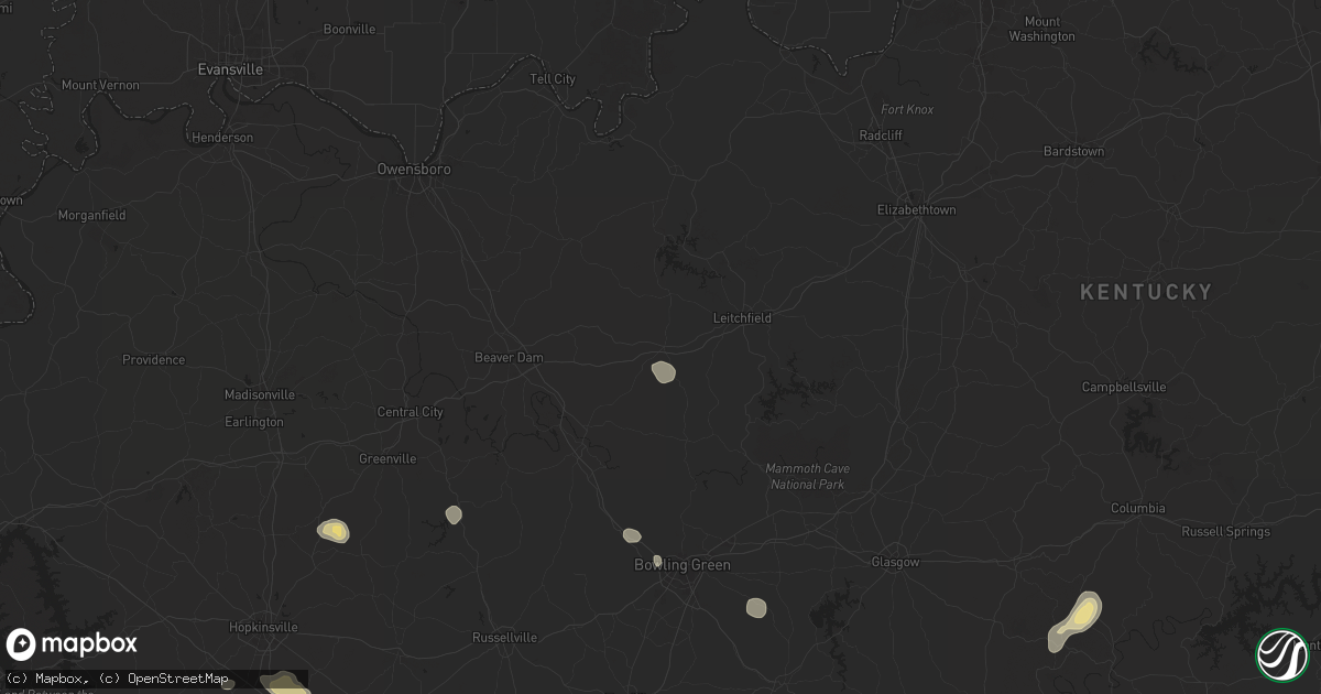 Hail map in Caneyville, KY on September 2, 2025