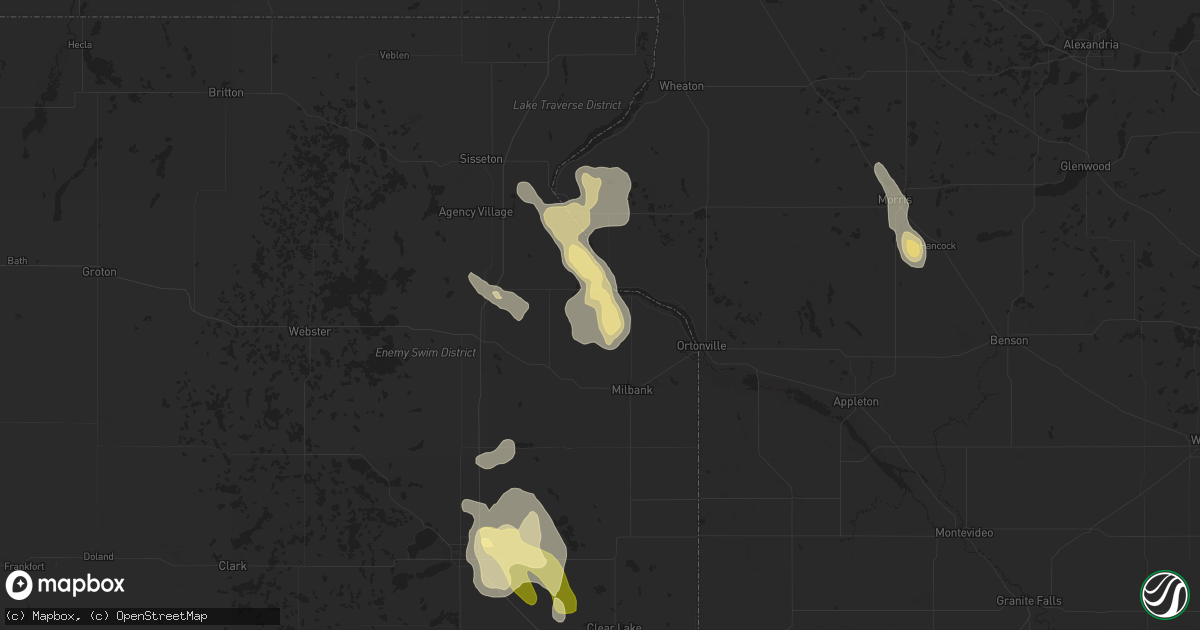 Hail map in Corona, SD on September 2, 2025