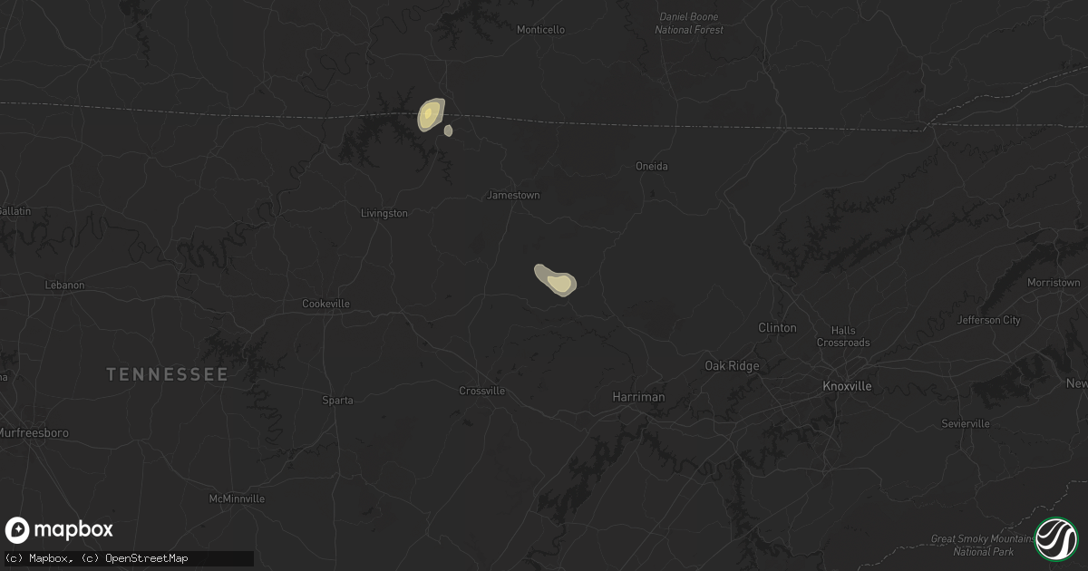 Hail map in Deer Lodge, TN on September 2, 2025