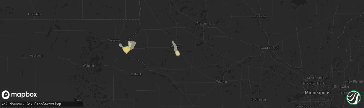 Hail map in Hancock, MN on September 2, 2025