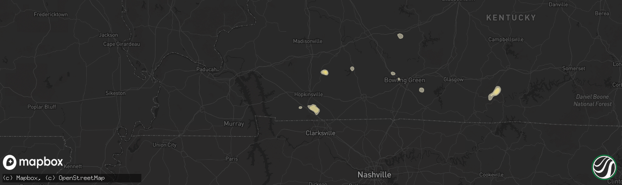 Hail map in Hopkinsville, KY on September 2, 2025